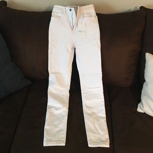 Zara High Waisted White Skinny Jeans